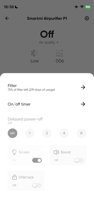 Apple HomeKit SmartMi air purifier P1
