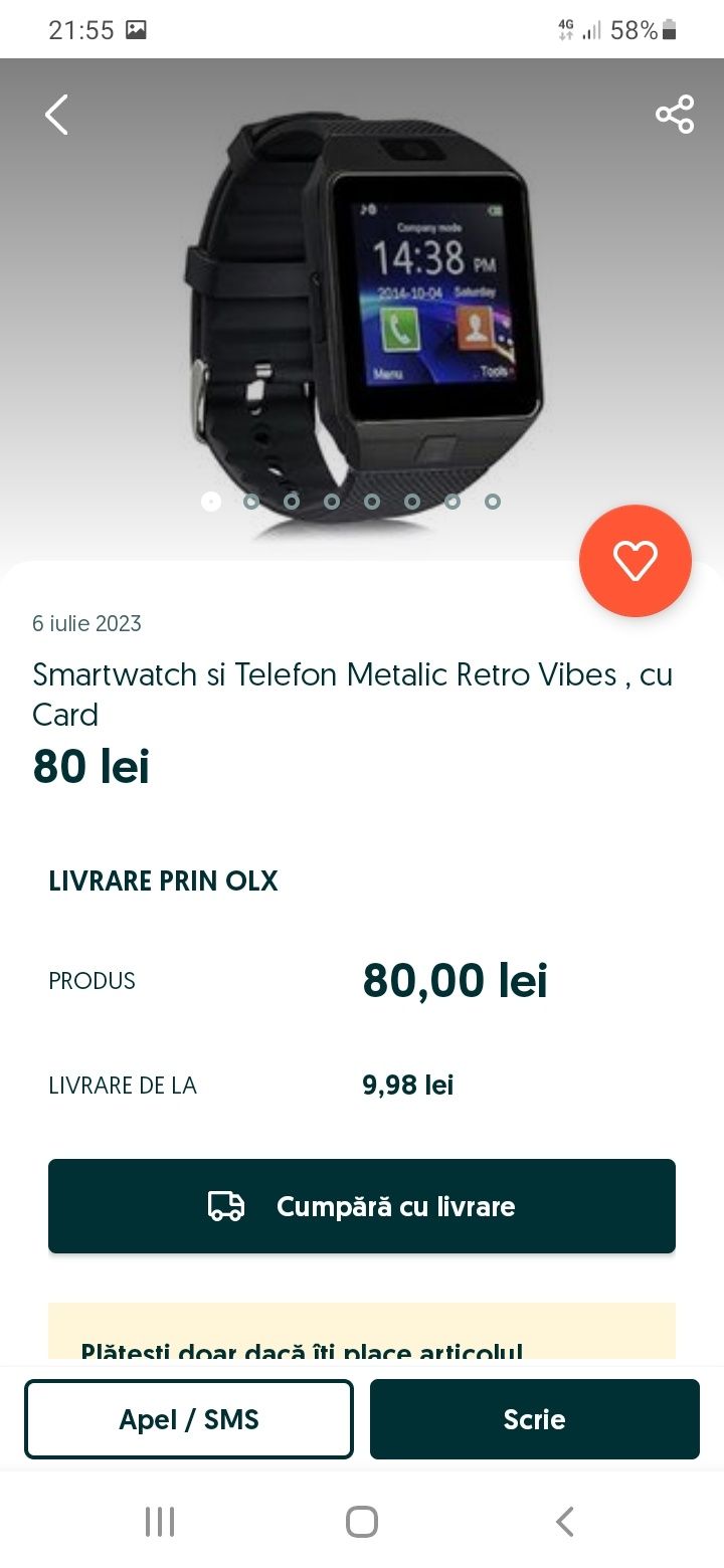 Smartwatch și telefon cu card