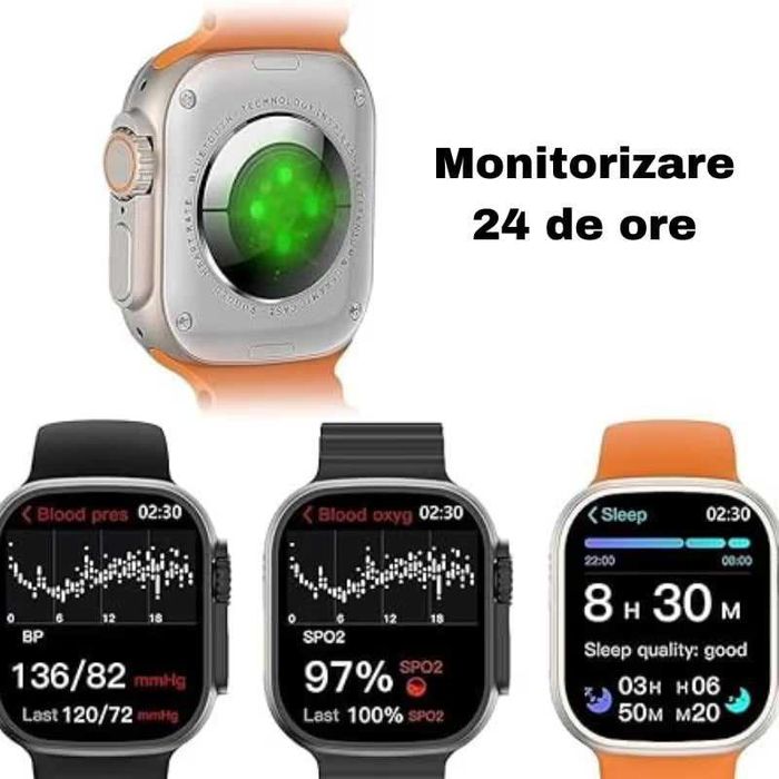 SmartWatch Ceas cu Curea Extra, Apel Bluetooth, Încărcare Wireless
