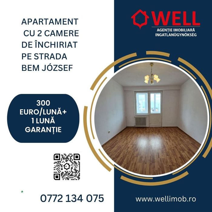 Apartament cu 2 camere de închiriat în Sf. Gheorghe, str. Bem Jozef!