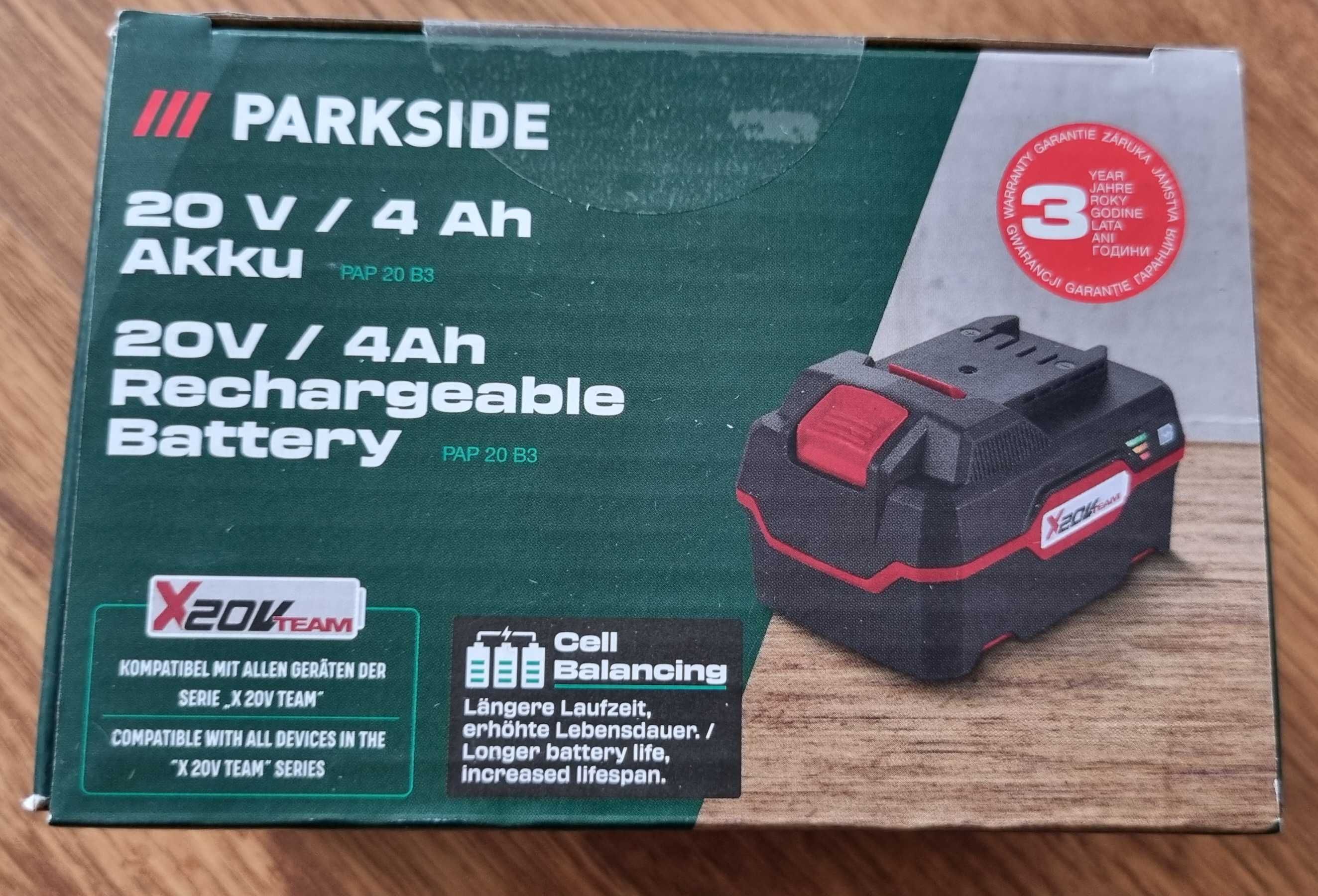 Parkside 4.5Ah бързо зарядно с 4Ah 20V батерия Чисто нови