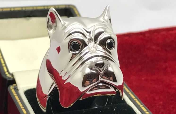 Zegg&Cerlati Monte Carlo дизайнерски булдог пръстен с черни диаманти