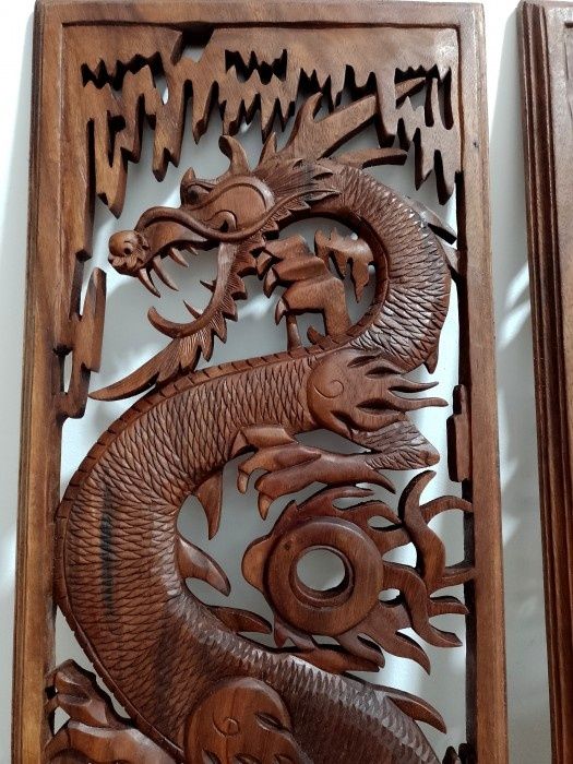 Superbe sculpturi tablouri din lemn de suar lucrate integral manual de