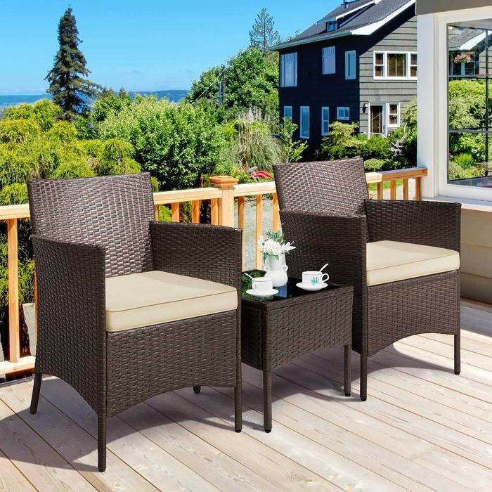 Set mobilier de grădină 3 piese din ratan sintetic |S 615116 BrownKhak