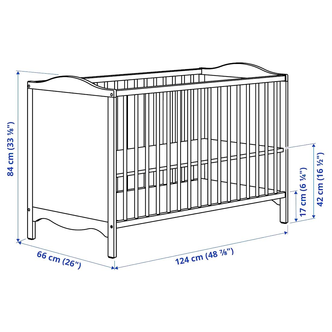 Patut bebe IKEA, lemn, alb, 120x60 cm