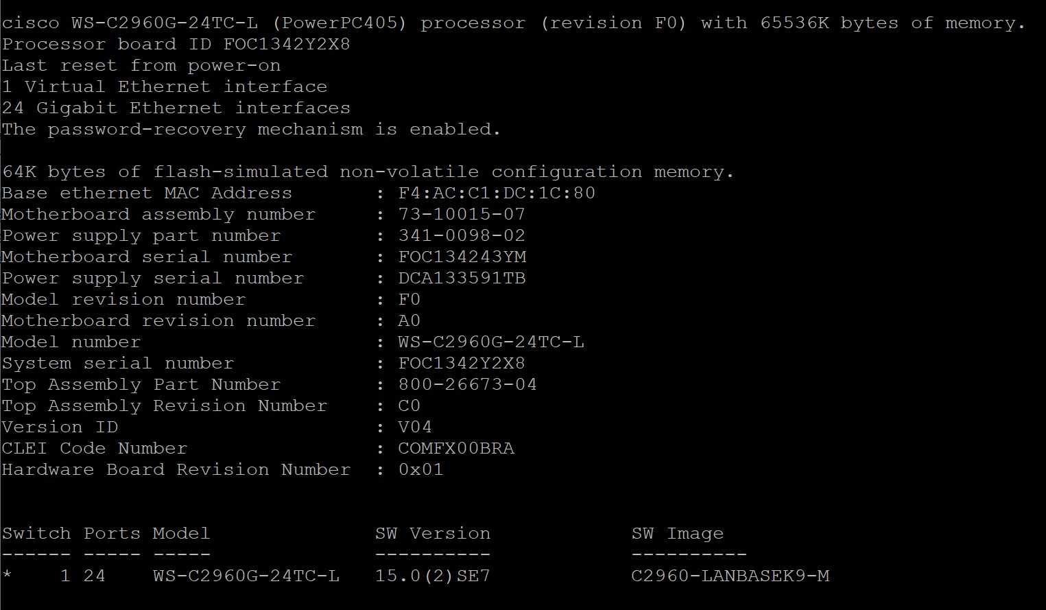 Cisco Catalyst 2960G - 24 порта гигабитов комутатор (суитч)