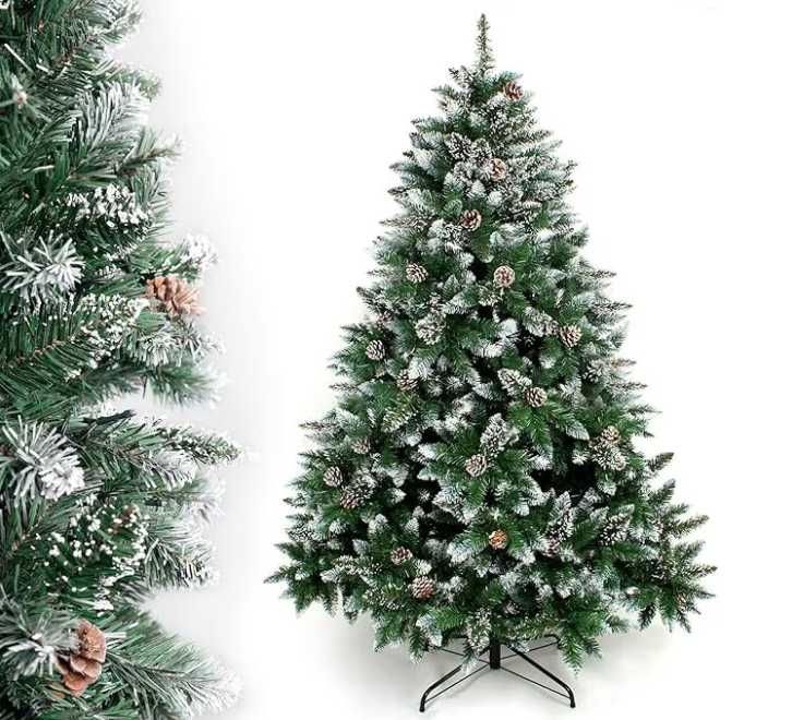 Brad artificial Yorbay 120 cm, Suport Metalic, Acoperit cu Zăpadă