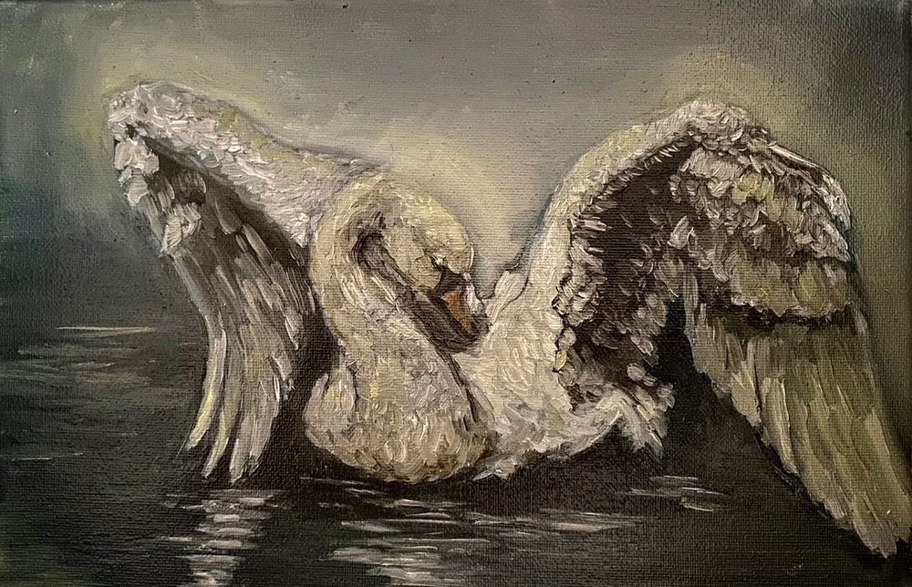 Картина лебедь 30×15