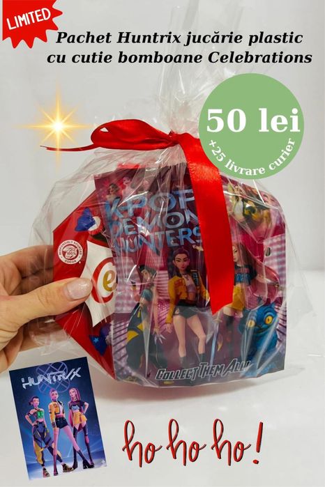 Pachet Huntrix jucarie plastic cu cutie bomboane