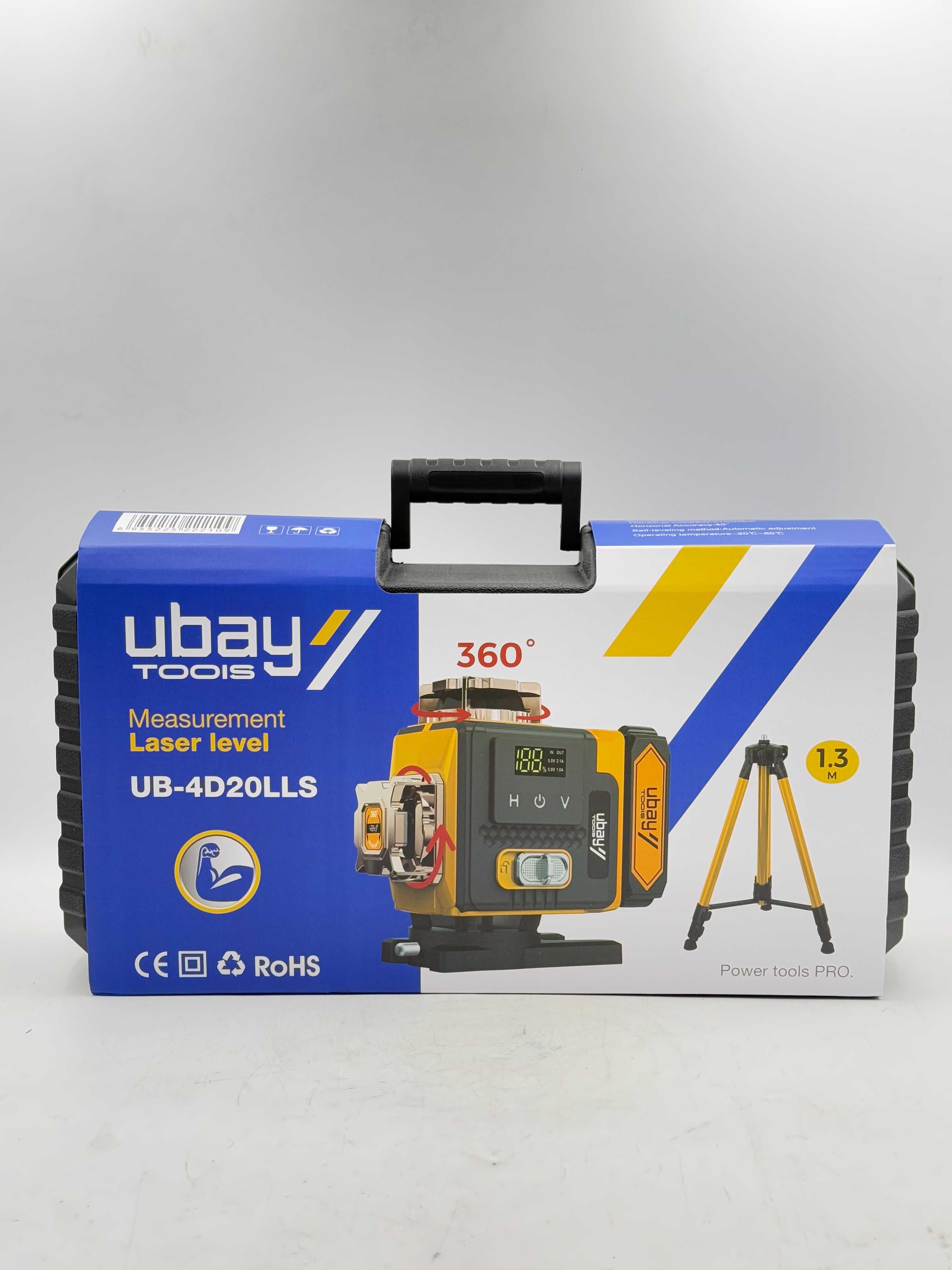 Лазерный уровень Ubay UB-4D20LLS – 360° с дистанционным управлением