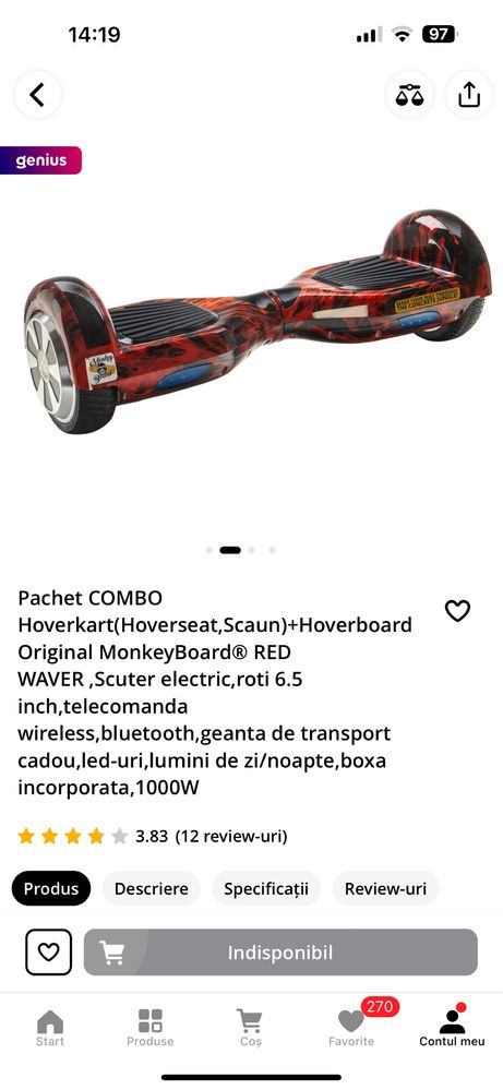 Hoverboard cu scaun