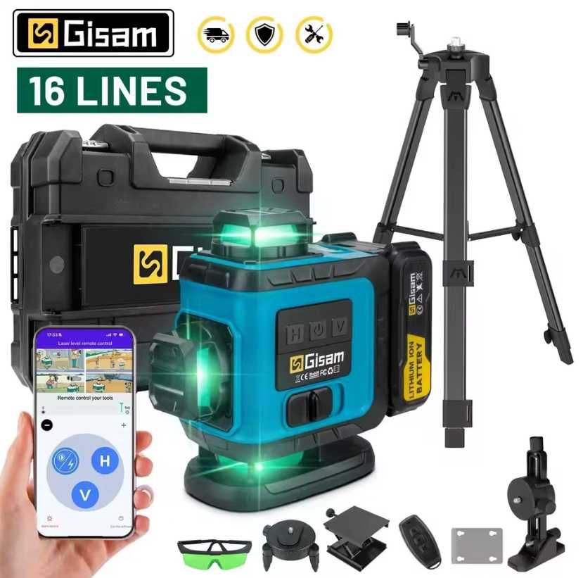 GISAM 360°4D Самонивелиращ се професионален лазерен нивелир със статив