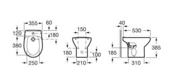 Bideu stativ, Roca, Victoria, alb, 35.5x53x38.5cm