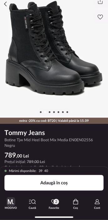 Ghete Tommy Jeans nr 39 din piele, noi!