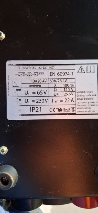 Инверторен електрожен професионален Metallit inver-tec 165DC