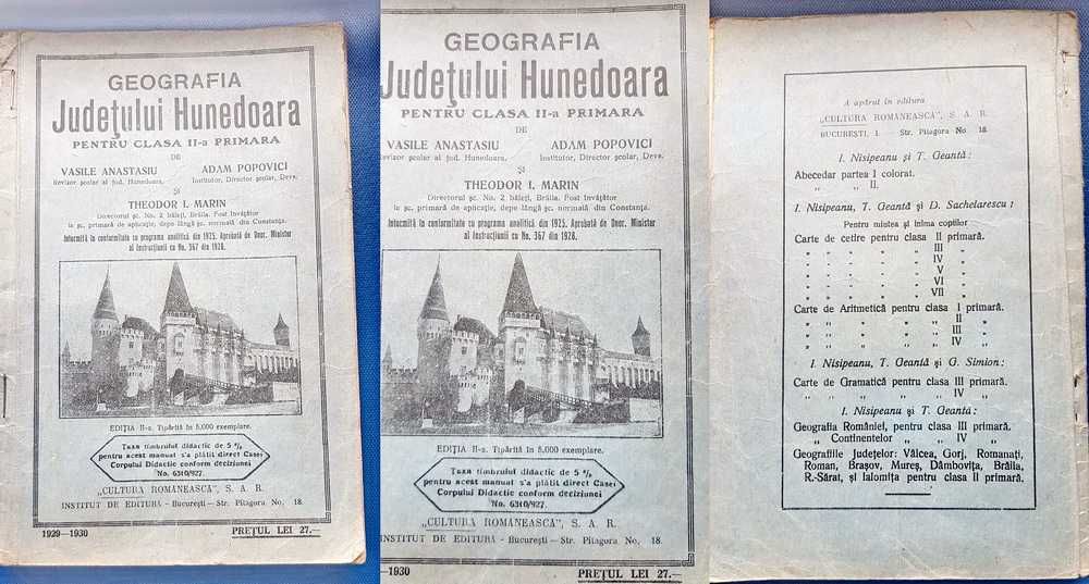 F433-I-Geografia J. Hunedoara-MS Regelui MIHAI I-manual scolar 1929-30