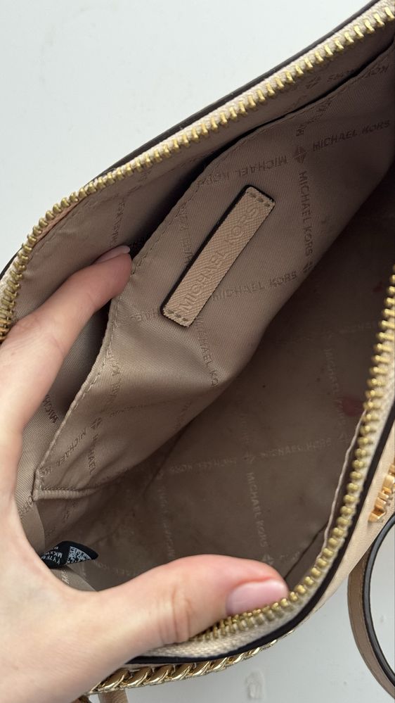 Geanta mk michael kors beige saffiano leather