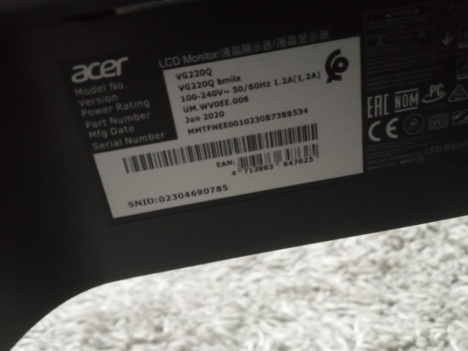 Monitor LCD acer 75hz VG220Q bmiix (citiți descrierea)