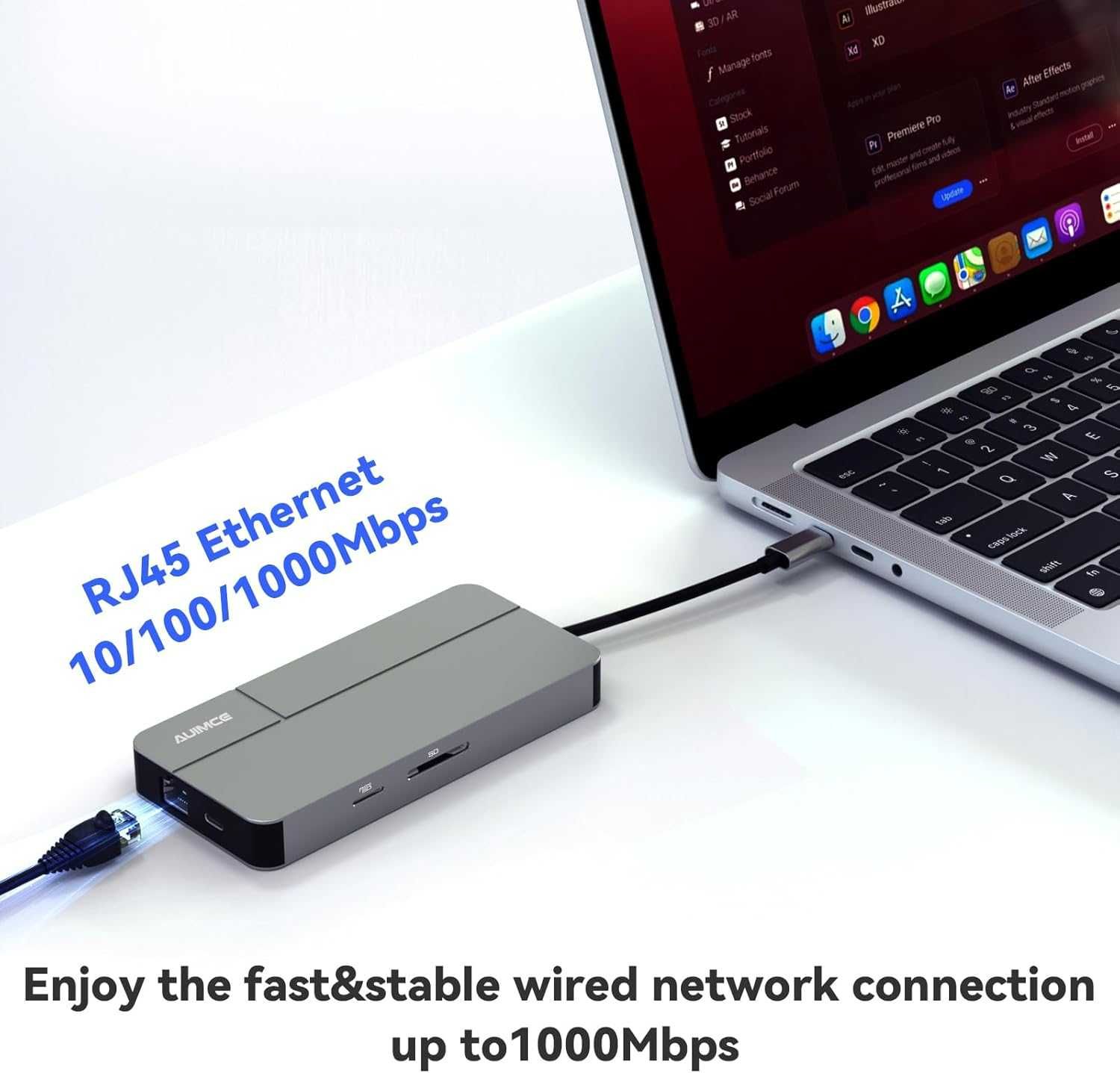 AUIMCE Докинг станция 2х HDMI и USB C порт, до 4K/60Hz, MacOS/Windows