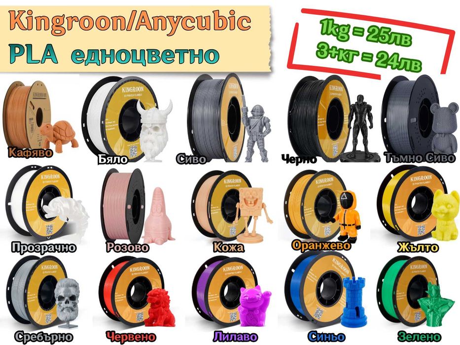 Filament филамент Нишка за 3D принтер Printer PLA PETG ABS NYLON TPU