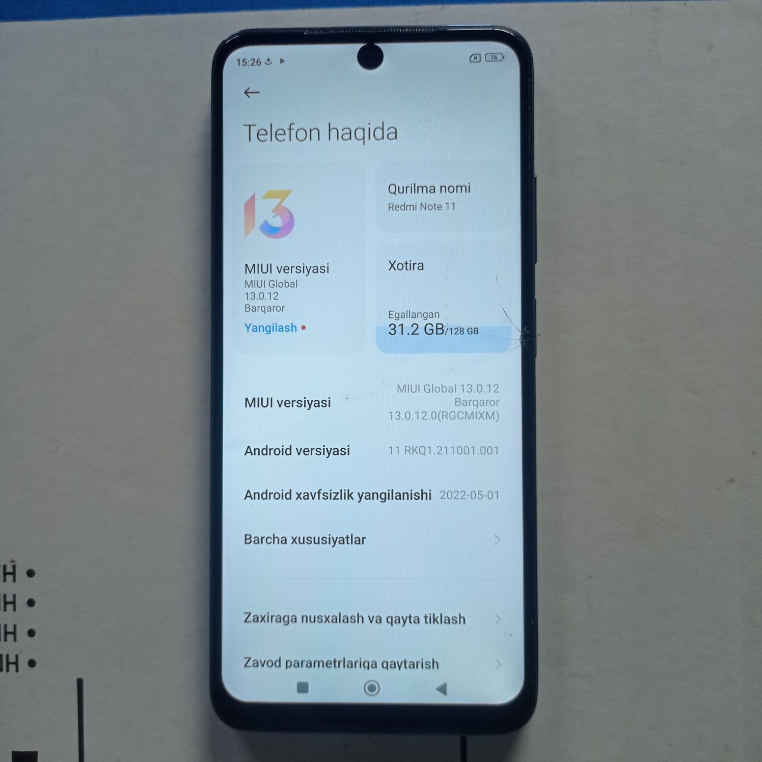 Redmi note11 8ga 128gb