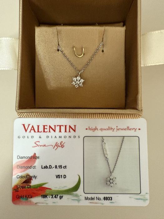 Колие с диаманти и бяло злато 18к
