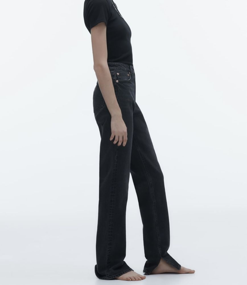Jeans TRF Zara Split Slim cu talie medie