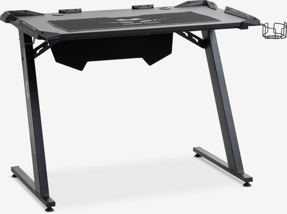 Birou gaming cu LED negru