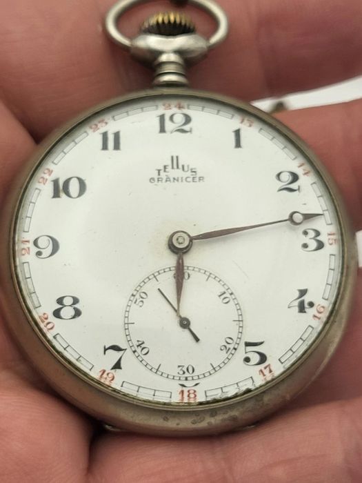 TELLUS GRANICER 1931 Ceas de Buzunar Militar Romania 50mm Swiss Made