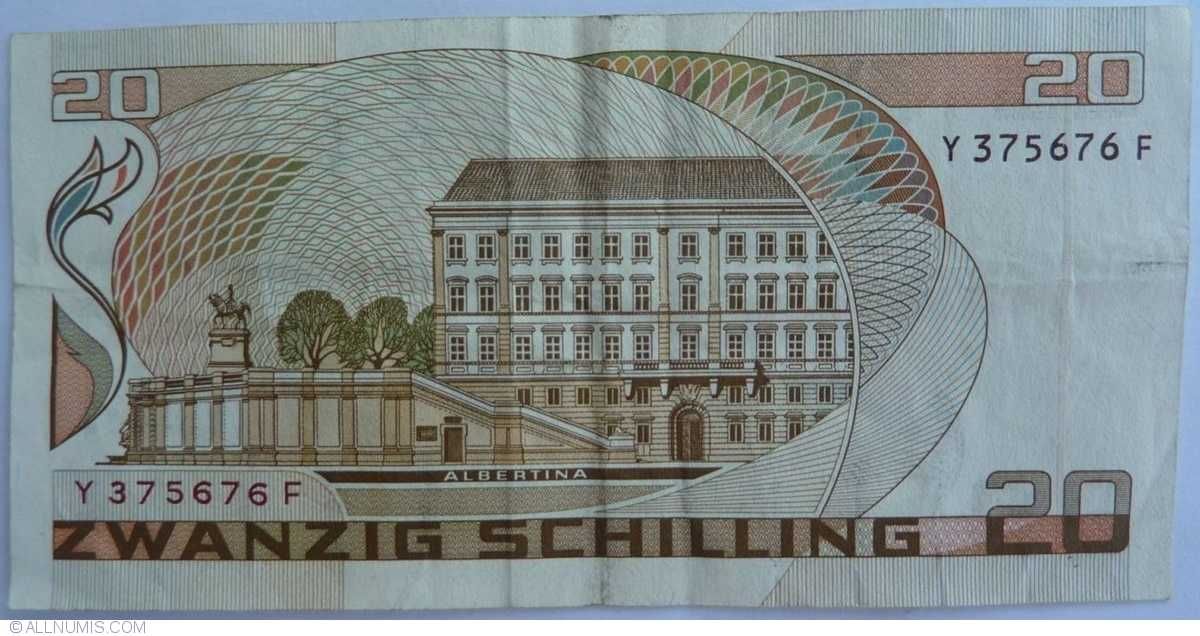 Bancnota 20 Schilling 1986 - Serie A  426421 M