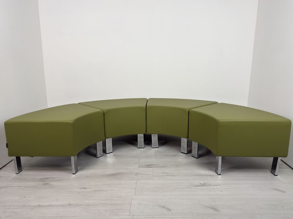 Зелен закръглен табуретен стол със изкуствена кожа метални крака хром