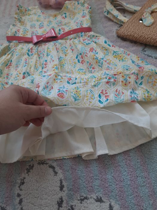 Лятна детска жълта рокля с чанта и колан 4-5 години