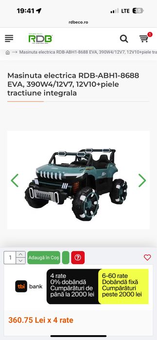 Masinuta electrica RDB 390w4/12v7