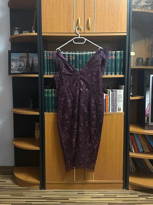 rochie cu paiete mov ocazie Revelion superba 2025 NOUA PENE