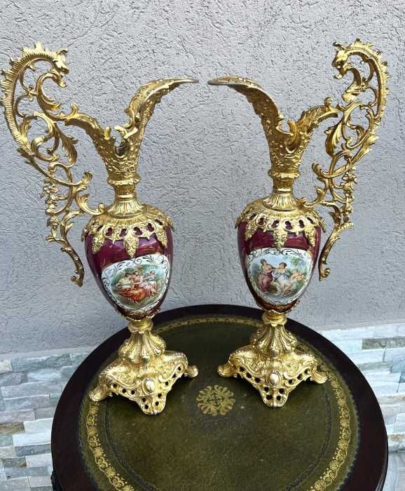 Superbe carafe-portelan pictat-scene galante-bronz d ore-Spania