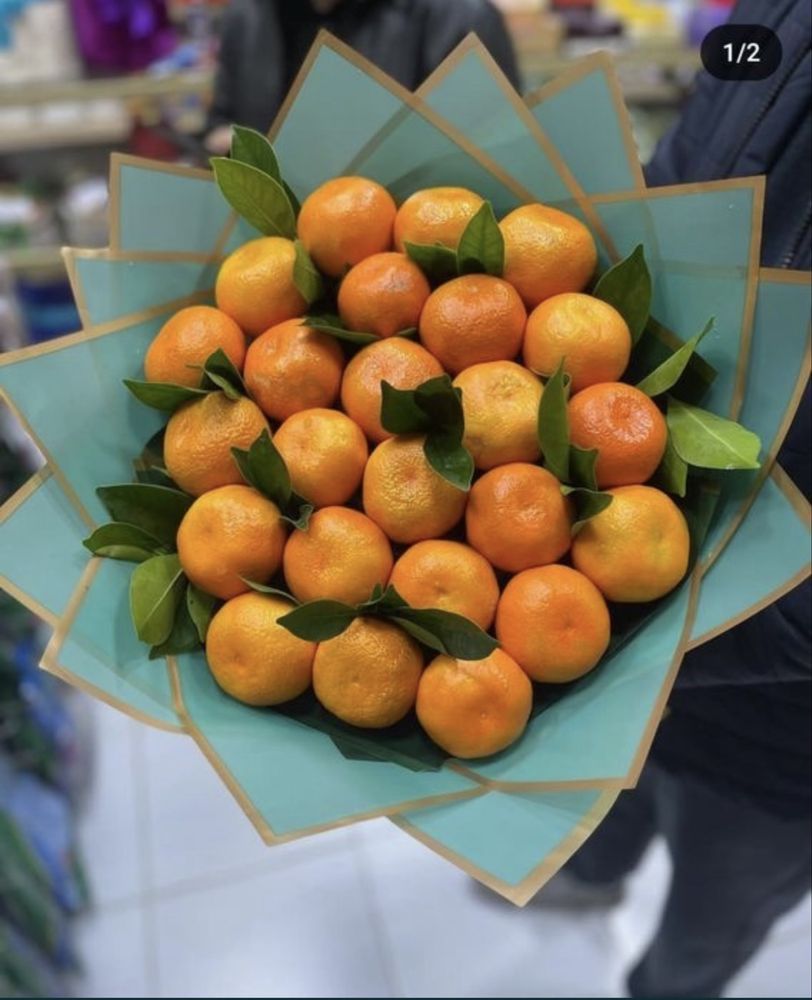 Buket Mandarin gul mandarin buket ayiqchala kapalakli buket igrushka