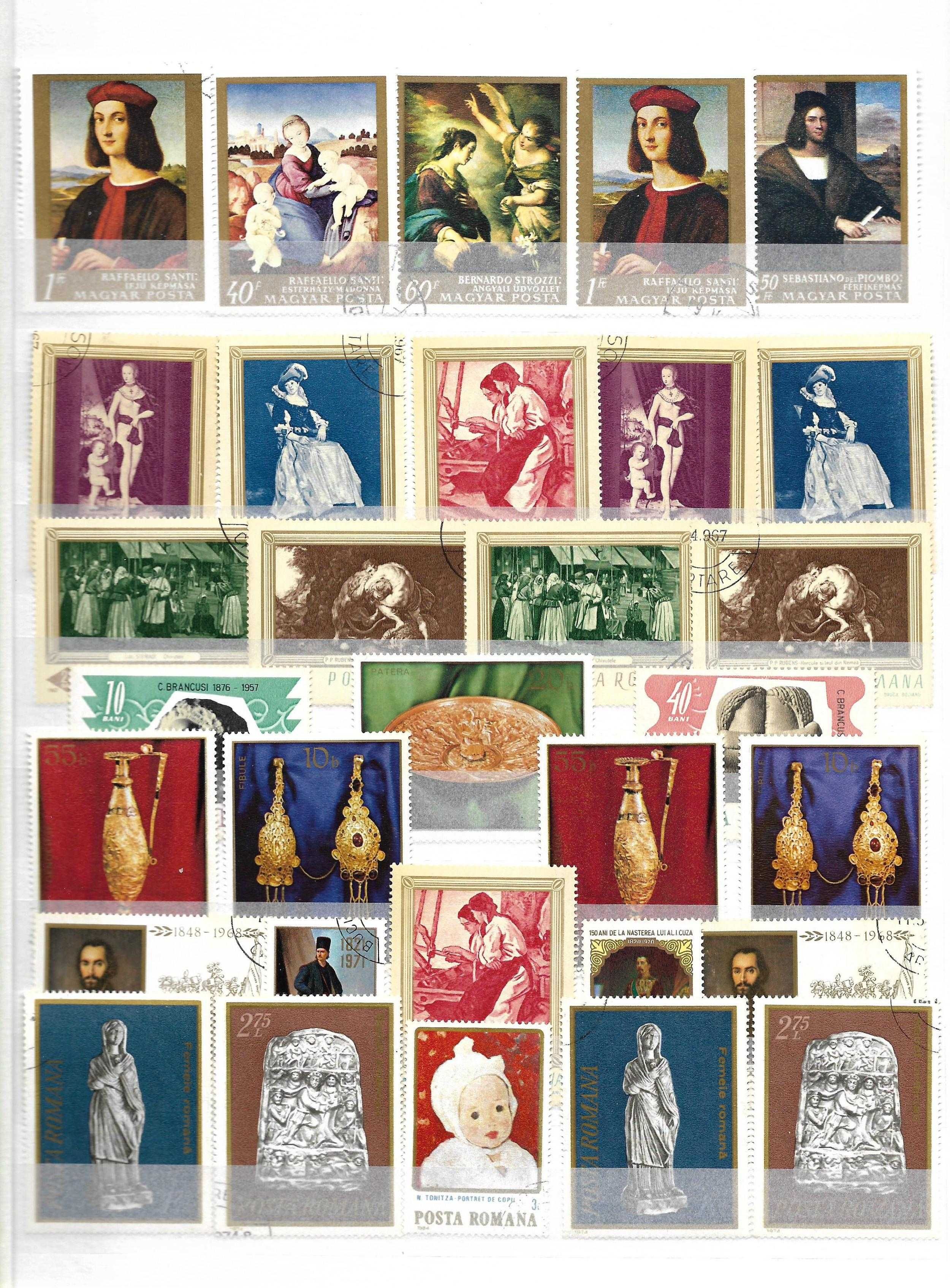 Clasor format A4 4 file (8 pagini) cu timbre si colite tematica arta