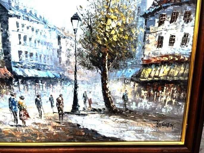 Superba ﻿﻿pictura in ulei pe panza-Peisaj parizian-C.Burnett-Franta