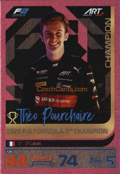 Turbo Attax 2024 F1 Theo Pourchaire F2 Champ Pink Parallel #128