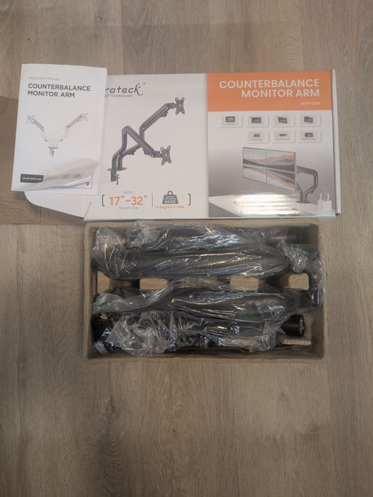 Стойка за два монитора Brateck с пружинен механизъм