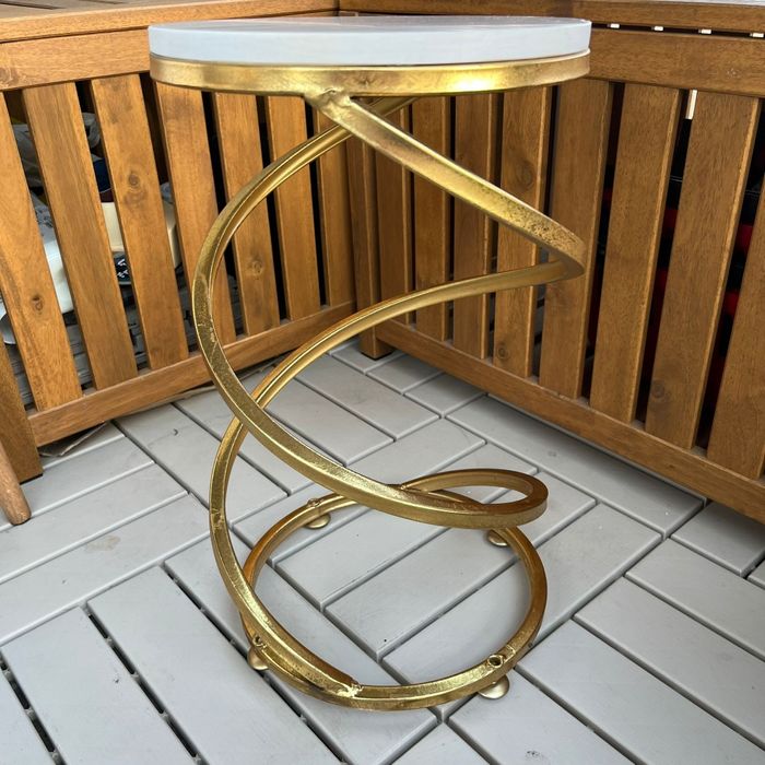 Masuta Laterala Mauro Ferretti Spiral Marble Ø 27, 5X47, 5 cm, Auriu/A