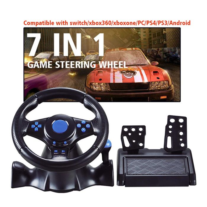 Геймърски волан с педали и скорости за PC, PS4, Xbox и Switch (7 in 1)