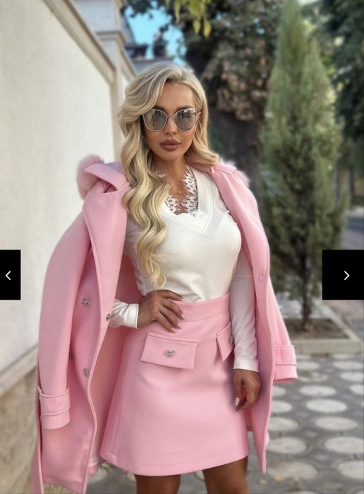 Розово палтенце 100% вълна XS