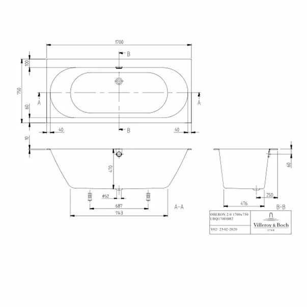 Cada dreptunghiulara compozit 170x75 cm