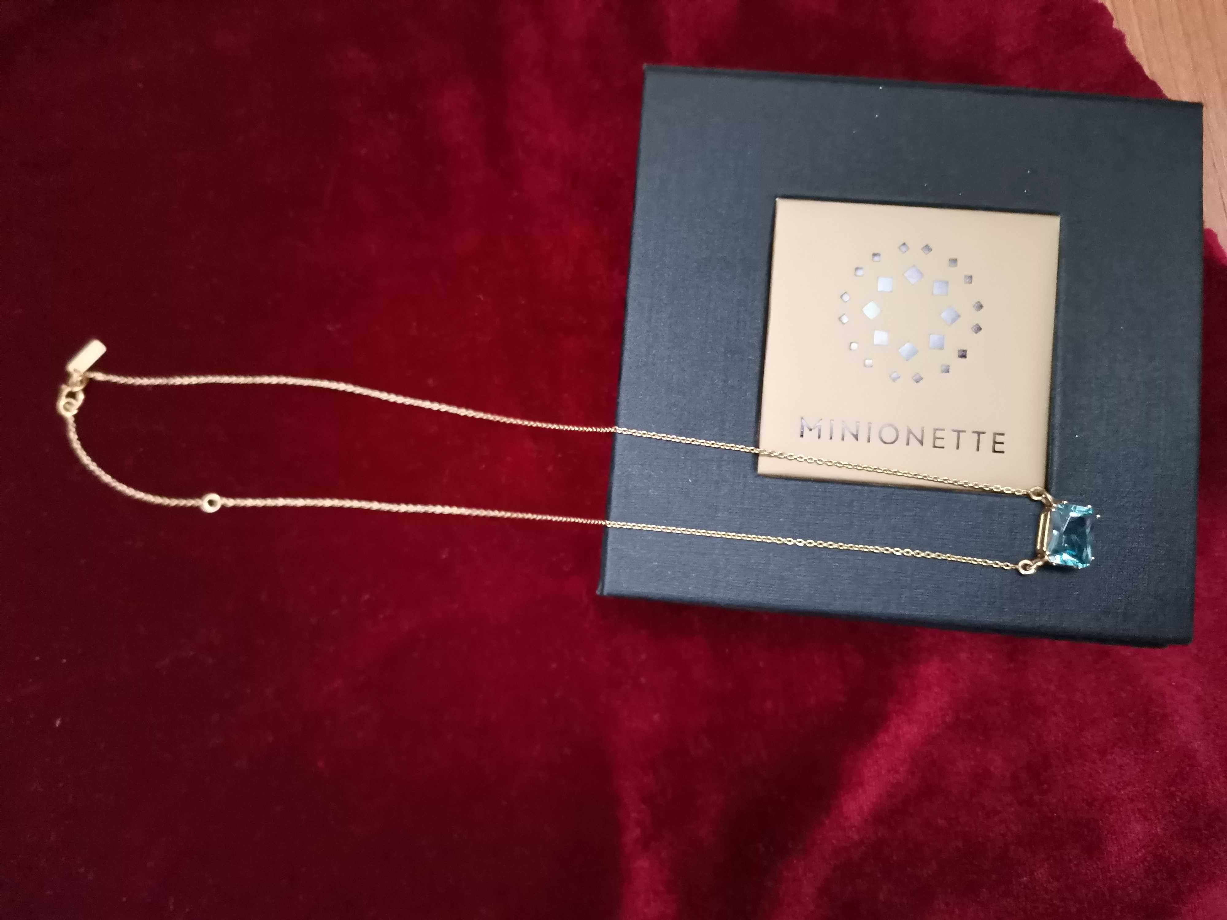 Colier Minionette din aur 14k, cu pandantiv aquamarine