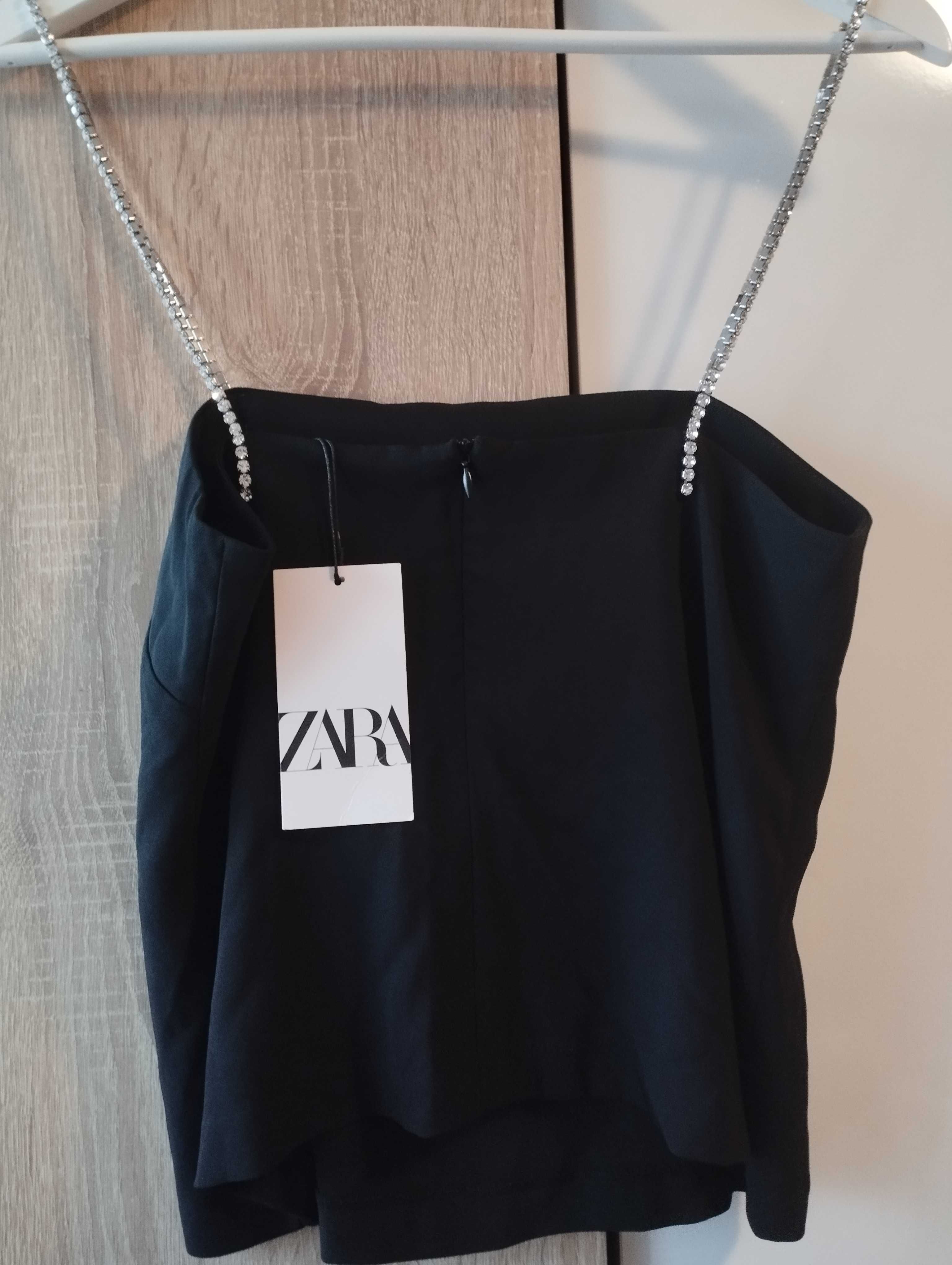 Топ с камъчета на презрамките, Zara, XS