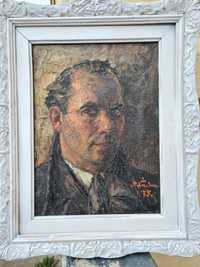 " Autoportret ", tablou superb,  Ion Mândru,  u/p, 1935, ramă lemn