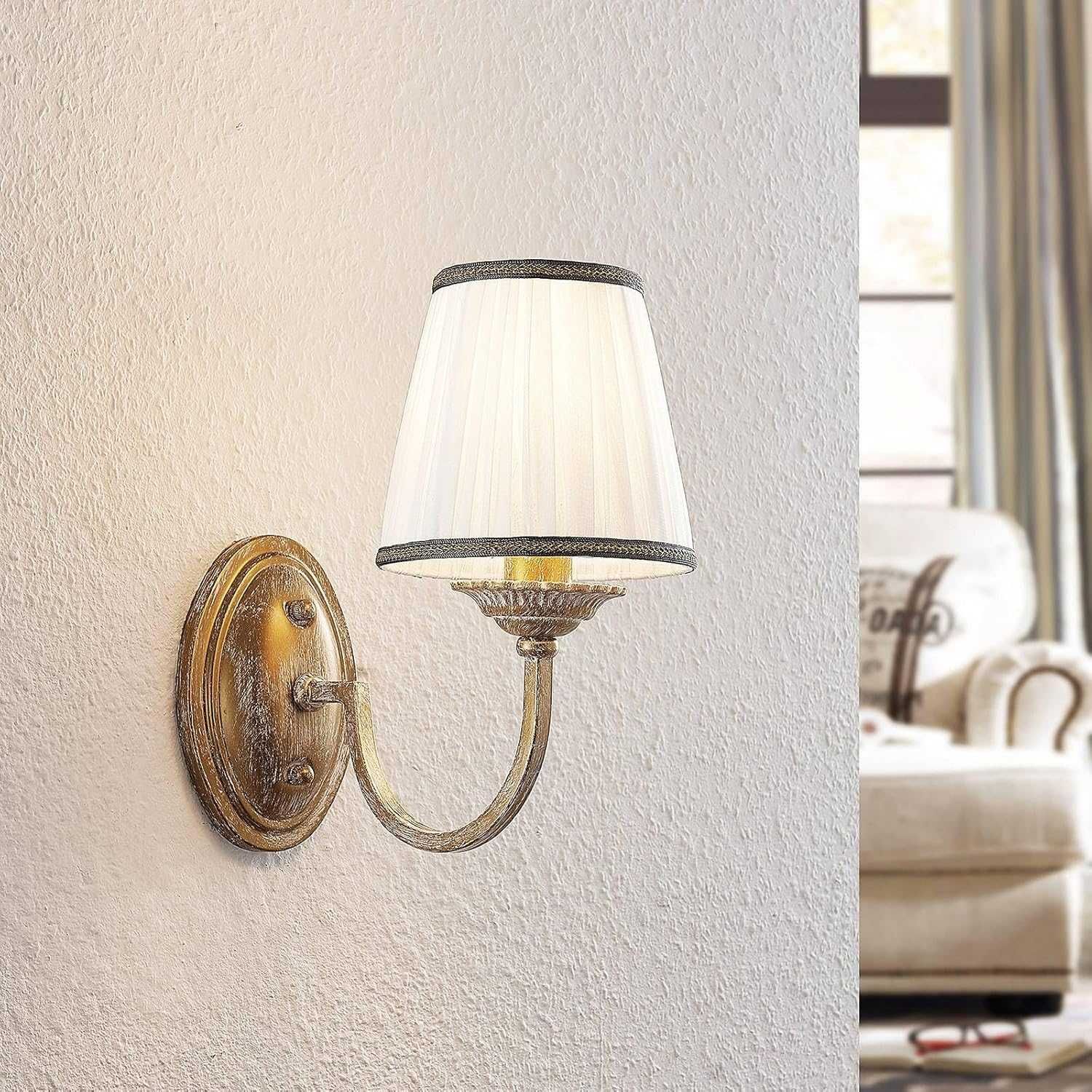 Lampă de perete textilă Lindby 9624880, alamă antică