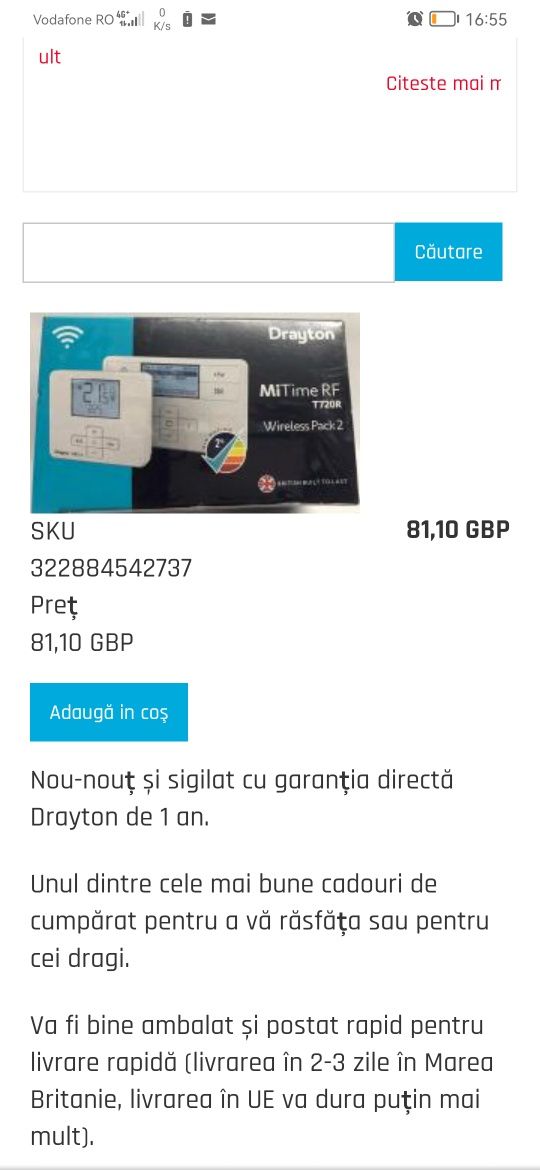 Termostat, programator centrala Drayton sigilat, 2 bucati