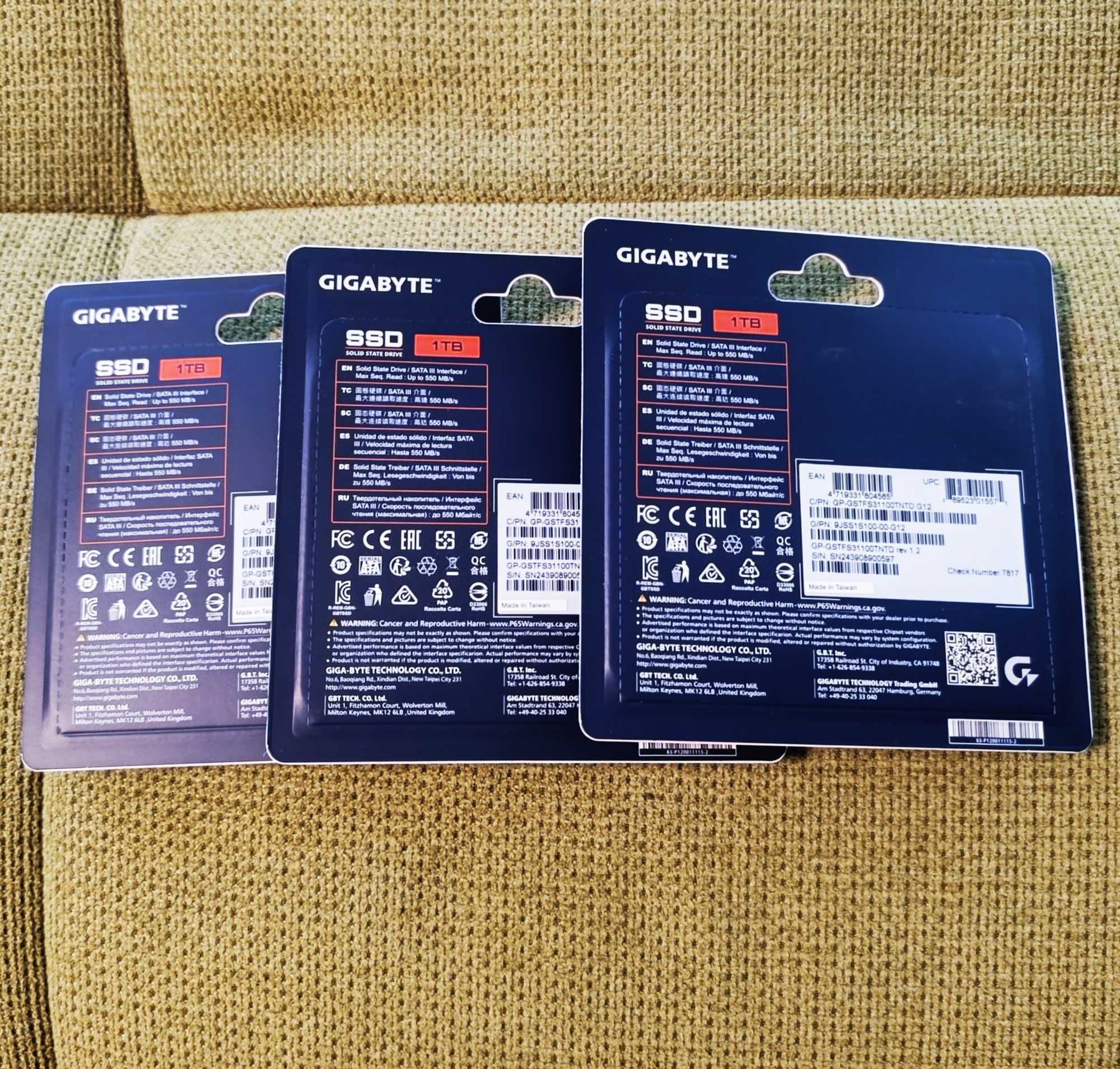 Нов SSD 1TB 2.5" Gigabyte твърд диск за компютър и лаптоп SATA III